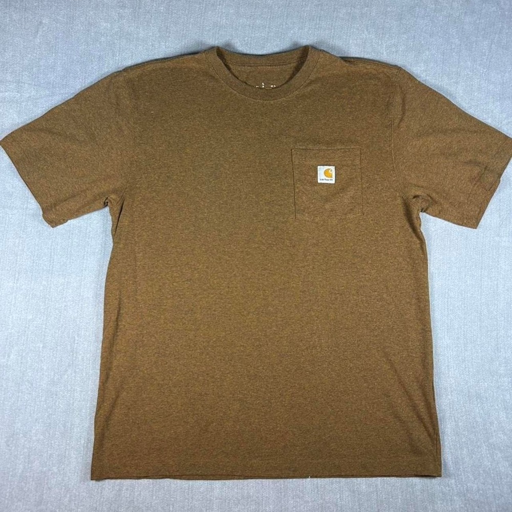 Carhartt K87 Mens Brown Heathered Pocket T-Shirt Workwear Short Sleeve Tee Large